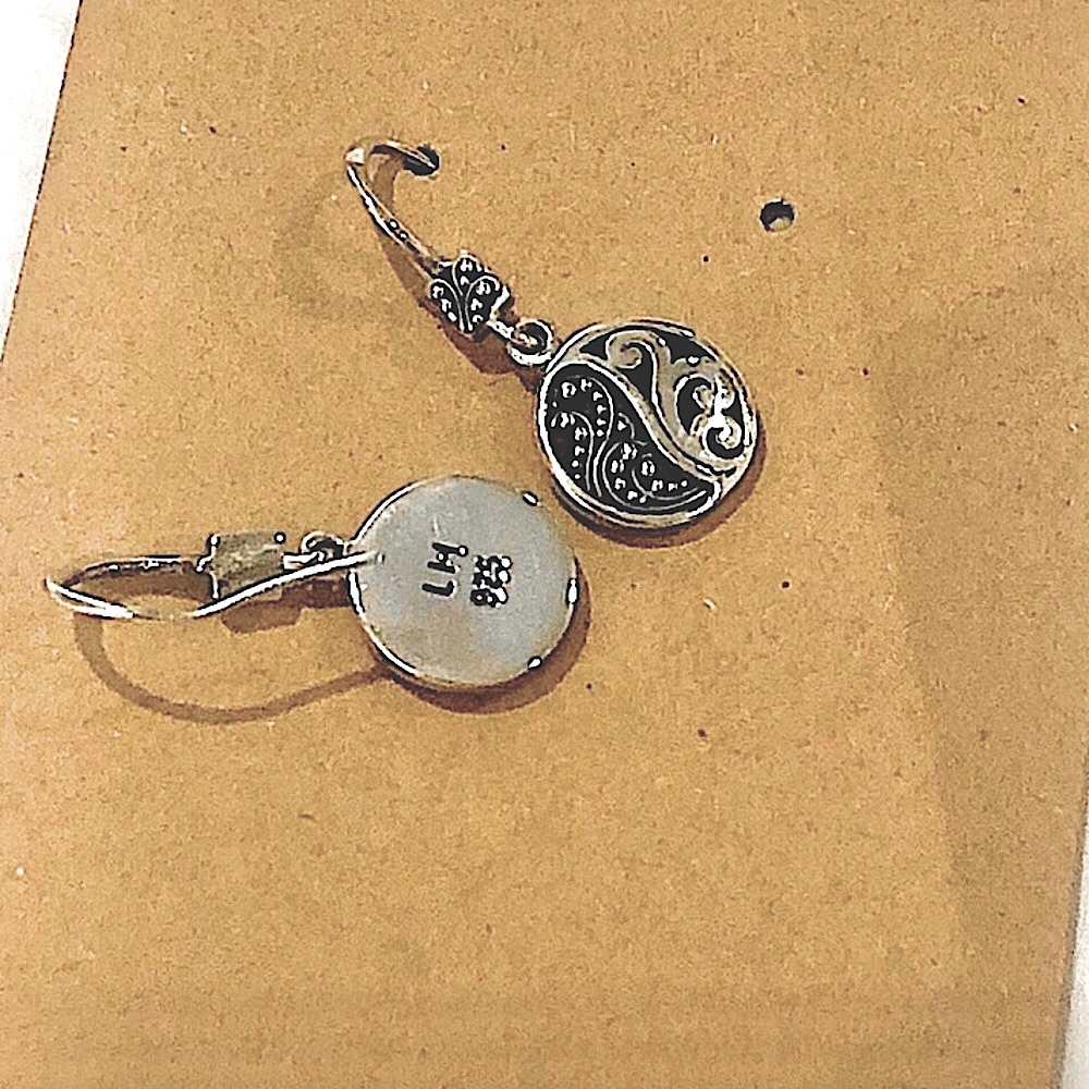 LOIS HILL Round Granulated Cut Out Drop Dangle Sterling Silver Earrings Vintage - Picture 4 of 4